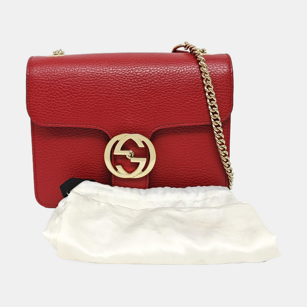 Interlocking G Small Calfskin Red