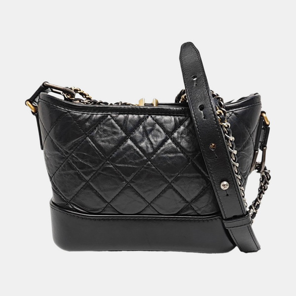 GABRIELLE Small Quilted Vintage Calf Black