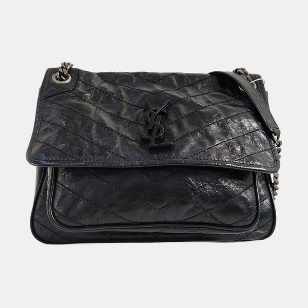 NIKI Medium Chevron Calfskin Black