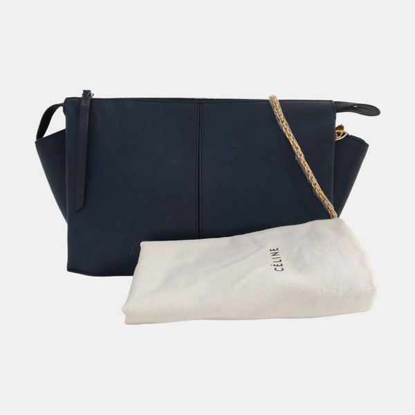 Authenticated pre-owned TRI FOLD Calfskin Blue - Shoulder Bag at Looply