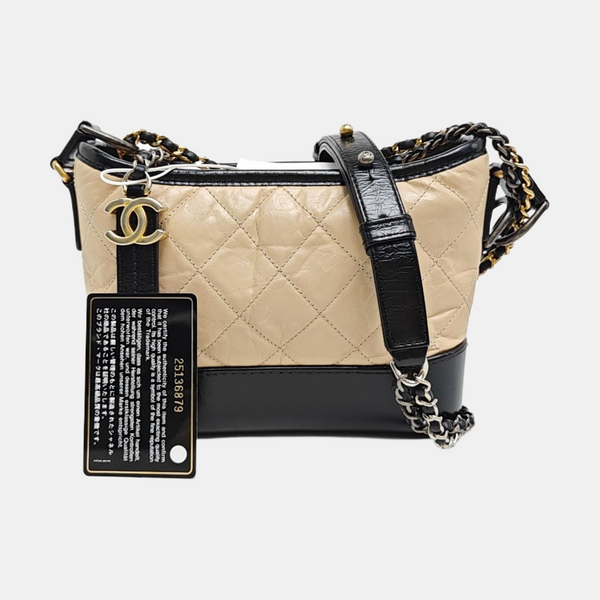 GABRIELLE Small Quilted Calfskin Beige