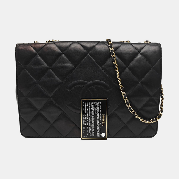 Quilted Lambskin Shoulder Bag Black
