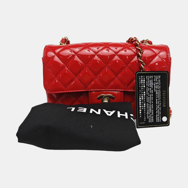 CLASSIC FLAP Mini Quilted Patent Leather Red