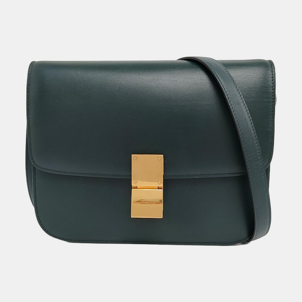 Authenticated pre-owned CLASSIC BOX Medium Calfskin Green - Shoulder Bag at Looply
