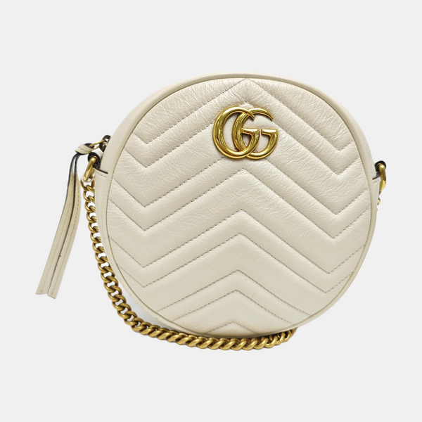 GG Marmont Mini Quilted Calfskin White