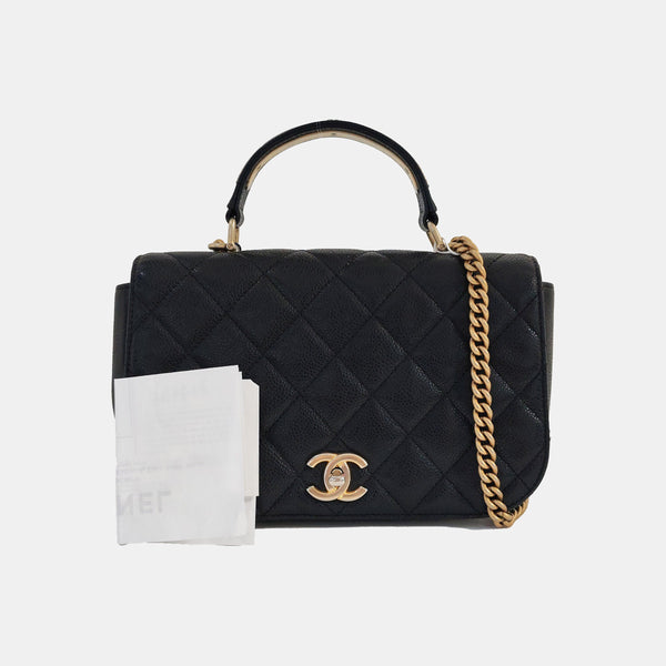 Quilted Grained Calfskin Black
