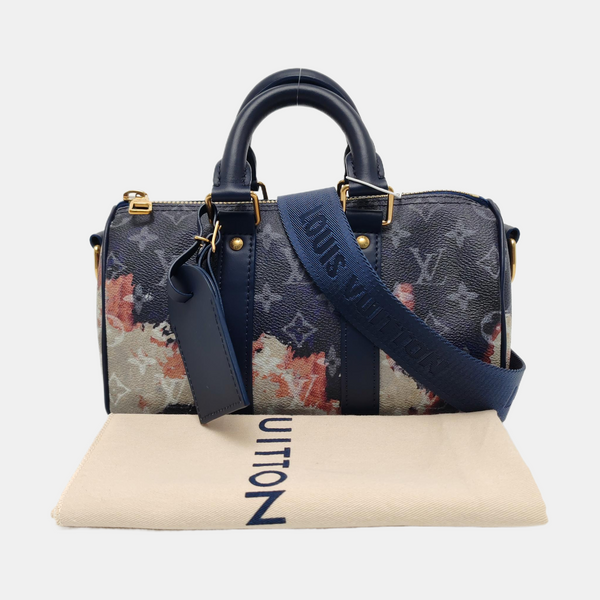 KEEPALL Monogram Coated Canvas Blue