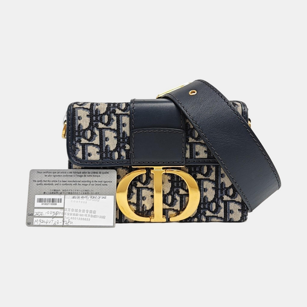 30 Montaigne Mini Oblique Canvas Blue