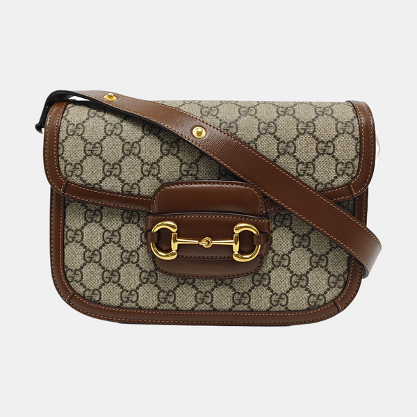 Horsebit 1955 Medium Monogram Coated Canvas Beige