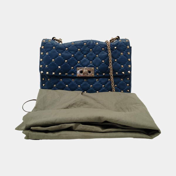 Rockstud Medium Quilted Lambskin Blue