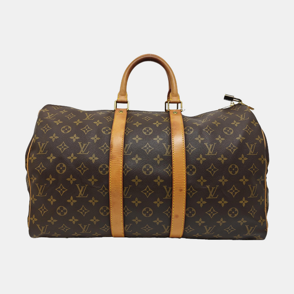 KEEPALL 45 Monogram Coated Canvas Brown