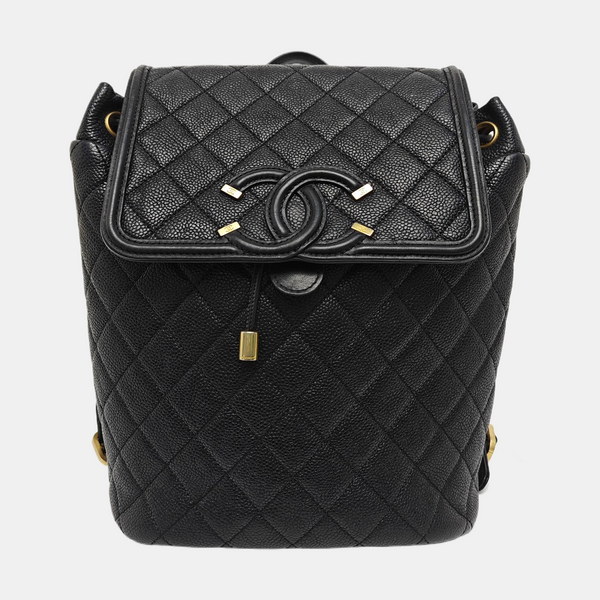 FILIGREE Small Quilted Grained Calfskin Black