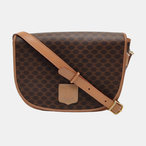 Coated Canvas Shoulder Bag Brown