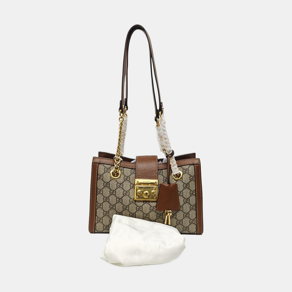 Padlock Small Monogram Coated Canvas Beige