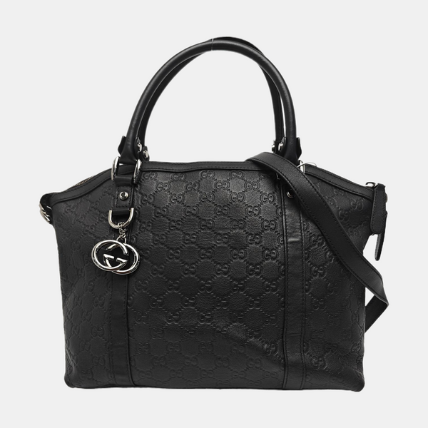 Monogram Calfskin Tote Bag Black