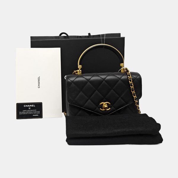 Quilted Calfskin Shoulder Bag Black