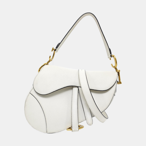 Saddle Medium Calfskin White