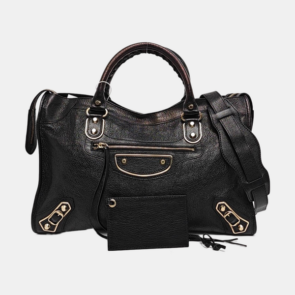 Classic Metallic Edge City Medium Lambskin Black