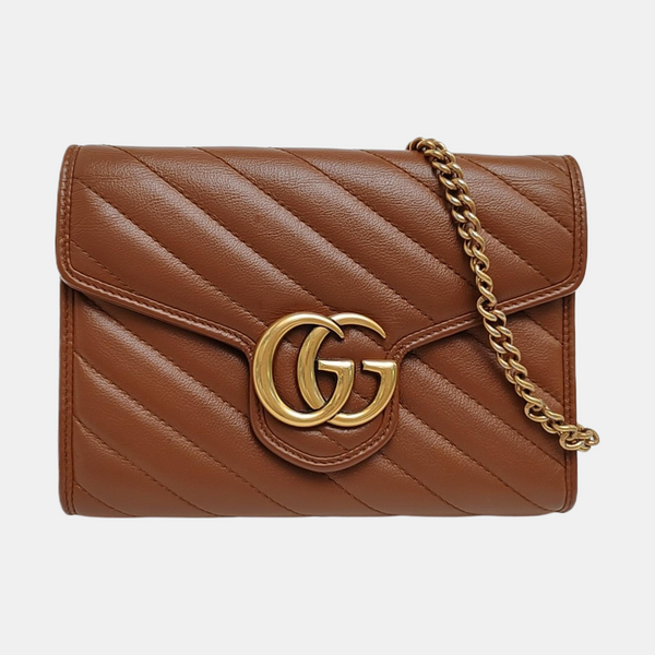 GG Marmont Mini Quilted Calfskin Brown
