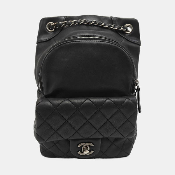 Quilted Calfskin Backpack Black