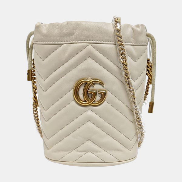 GG Marmont Mini Quilted Calfskin White