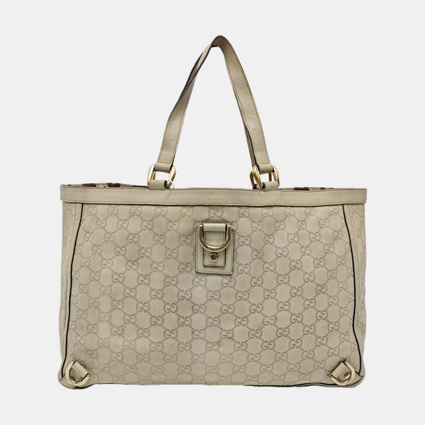 Monogram Calfskin Tote Bag Beige