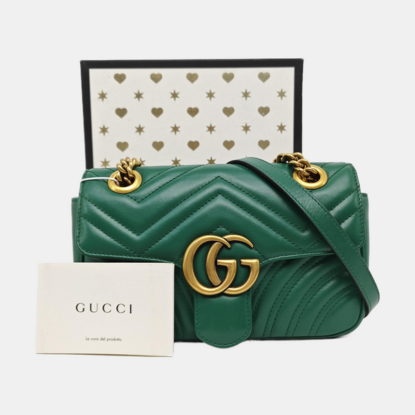 GG Marmont Small Quilted Calfskin Green