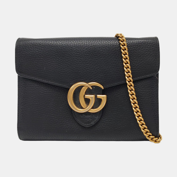 Authenticated pre-owned GG Marmont Mini Calfskin Black - Shoulder Bag at Looply