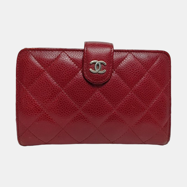 Quilted Grained Calfskin Wallet Red