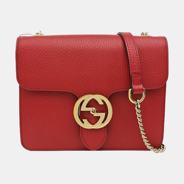 Interlocking G Small Calfskin Red