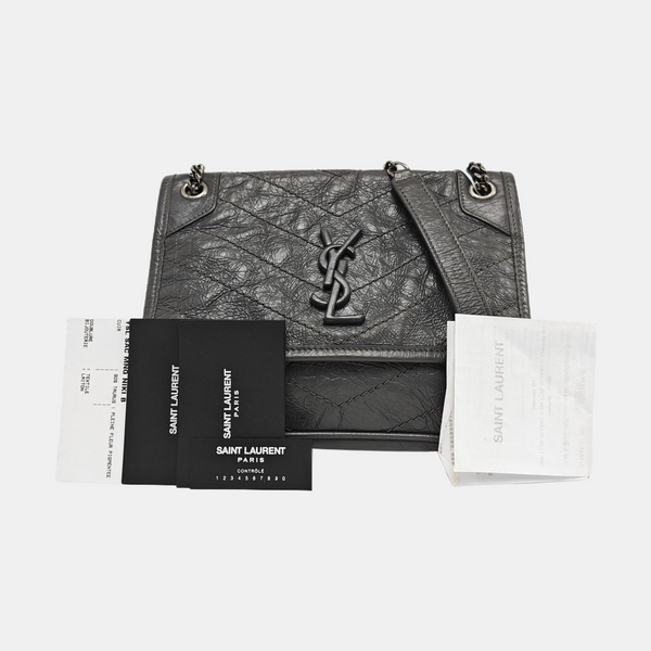 NIKI Small Chevron Calfskin Gray