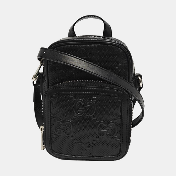 Monogram Calfskin Shoulder Bag Mini Black