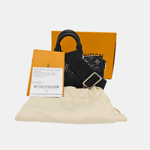 KEEPALL Nano Monogram Calfskin Black