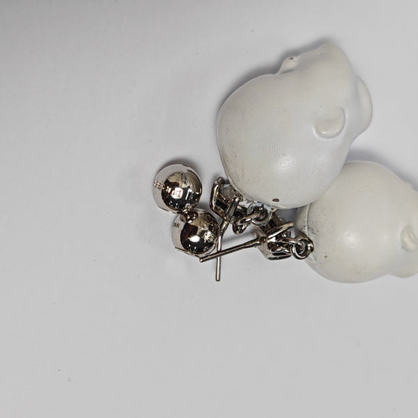 Palladium Plated White Stud Earrings