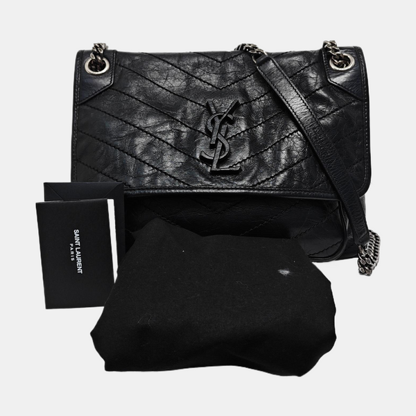 NIKI Medium Chevron Calfskin Black