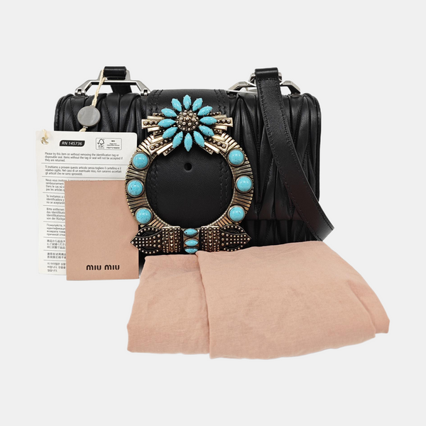 Miu Lady Quilted Lambskin Black