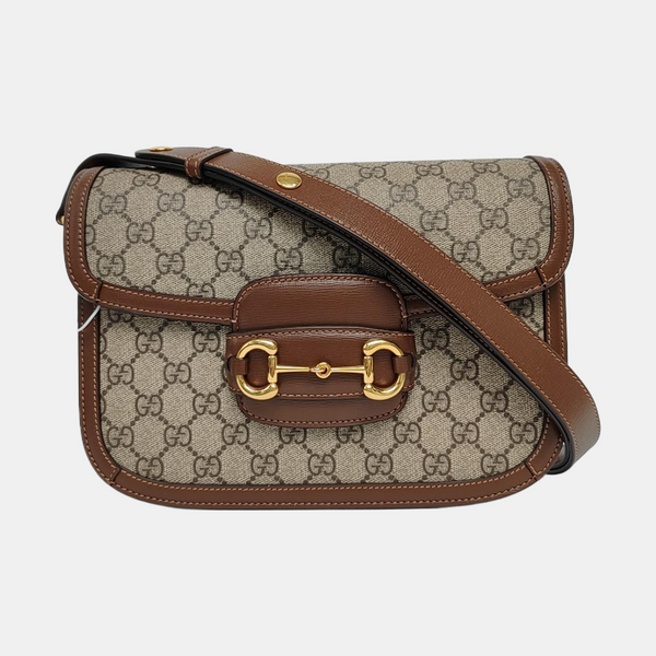 Horsebit 1955 Medium Monogram Coated Canvas Beige
