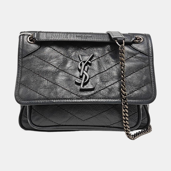 NIKI Small Chevron Calfskin Gray