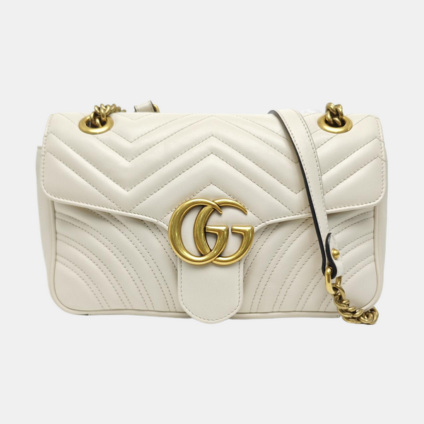 GG Marmont Medium Quilted Calfskin White