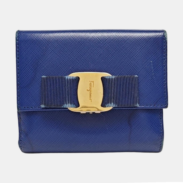 Billetera azul de piel de ternera Vara