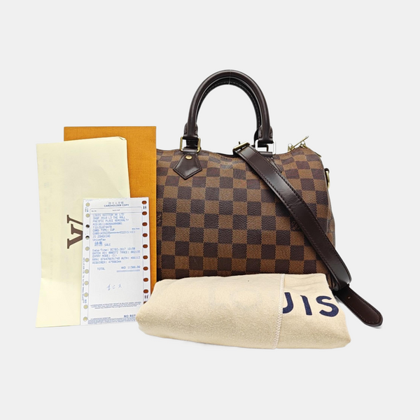 SPEEDY 25 Damier Ebene Coated Canvas Brown