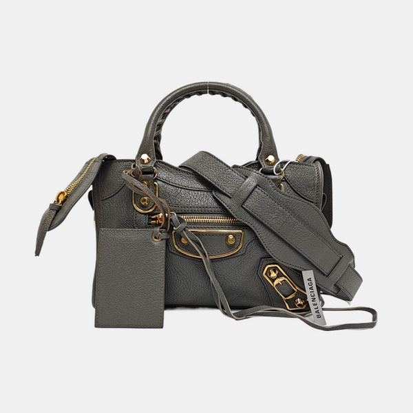 Classic Metallic Edge City Mini Lambskin Gray