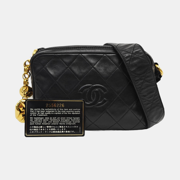 Quilted Lambskin Shoulder Bag Black