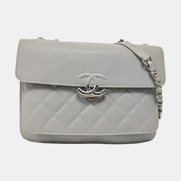 CC BOX Quilted Lambskin Gray