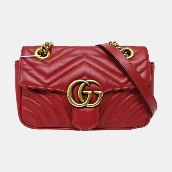 GG Marmont Small Quilted Calfskin Red
