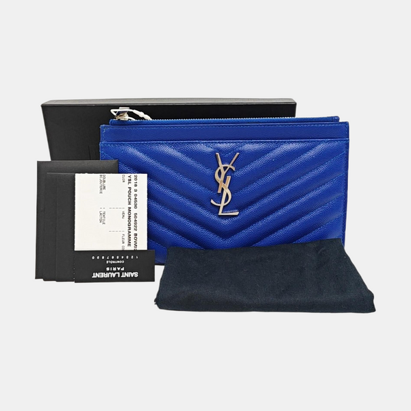 CASSANDRE Chevron Calfskin Blue Wallet