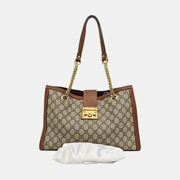 Padlock Medium Monogram Coated Canvas Beige