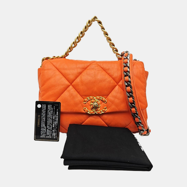 CHANEL 19 Small Quilted Lambskin Orange