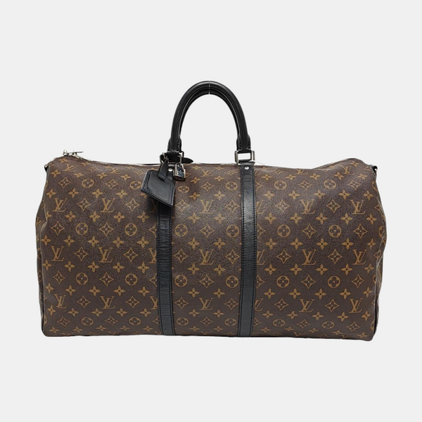 KEEPALL 55 Monogram Coated Canvas Brown