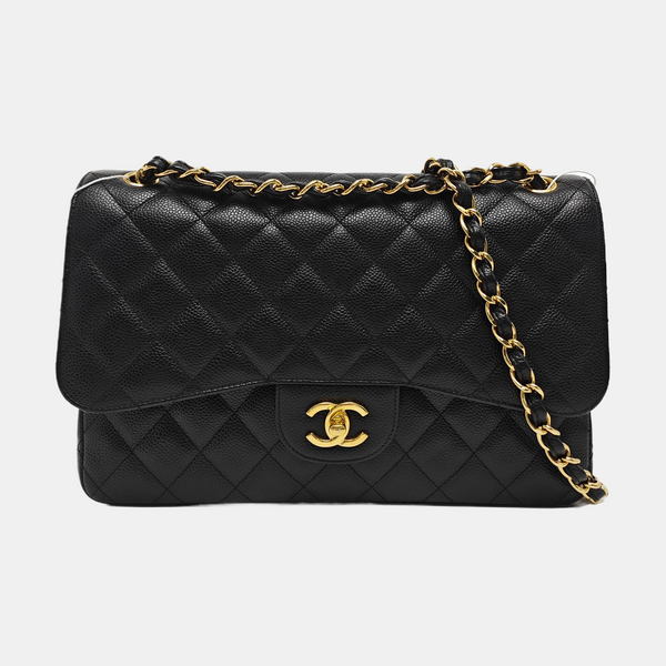 CLASSIC FLAP Jumbo Quilted Grained Calfskin Black